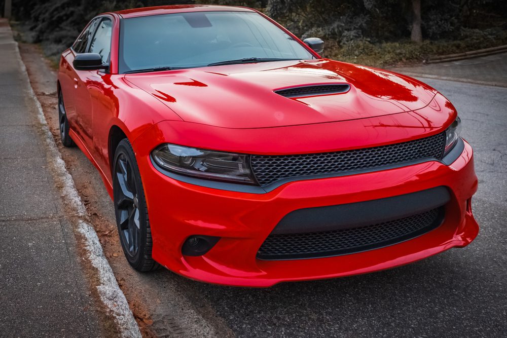 Red Muscle car newly detailed